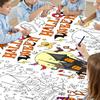 Labeol 1 Pack Halloween Tablecloth, 108"x 54" Halloween Coloring Tablecloth for Kids, Pumpkin Ghost Bat Castle Coloring Table Cover for Winter Party