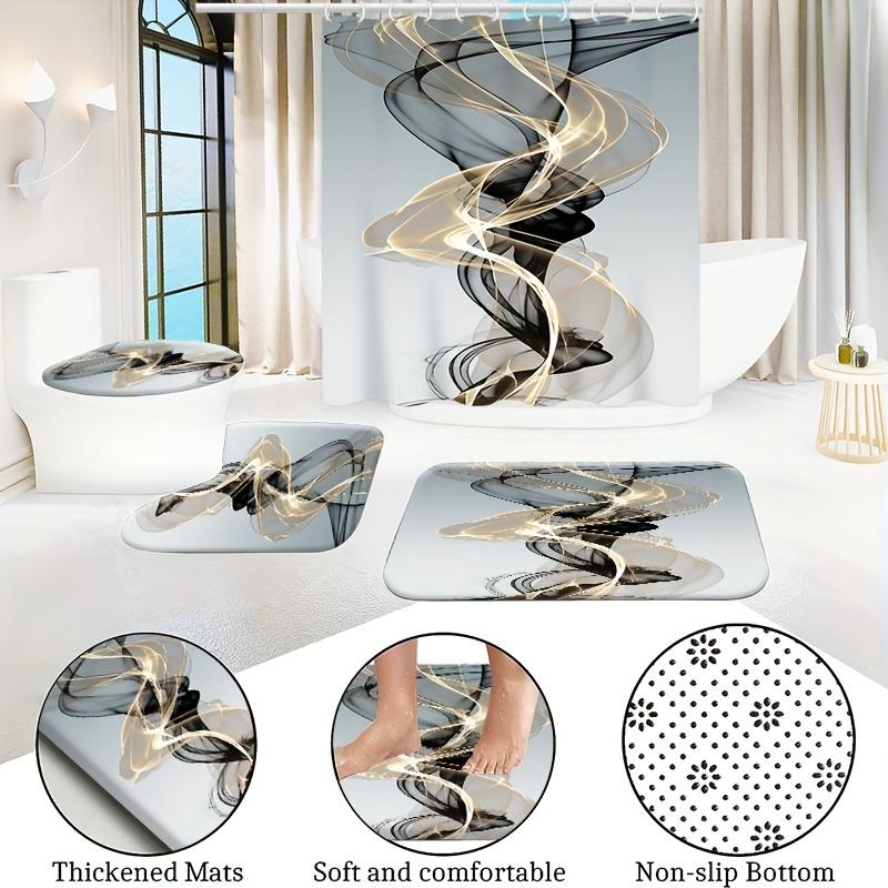 4 шт., набор занавесок для душа с узором современного искусства с 12 крючками, нескользящие коврики, крышка для унитаза и коврик для ванной, водонепроницаемая занавеска для душа, ванная комната