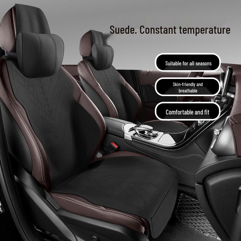 Volkswagen-Compatible Suede Car Seat Cushion, Universal Five-Seater Half-Surround Cover