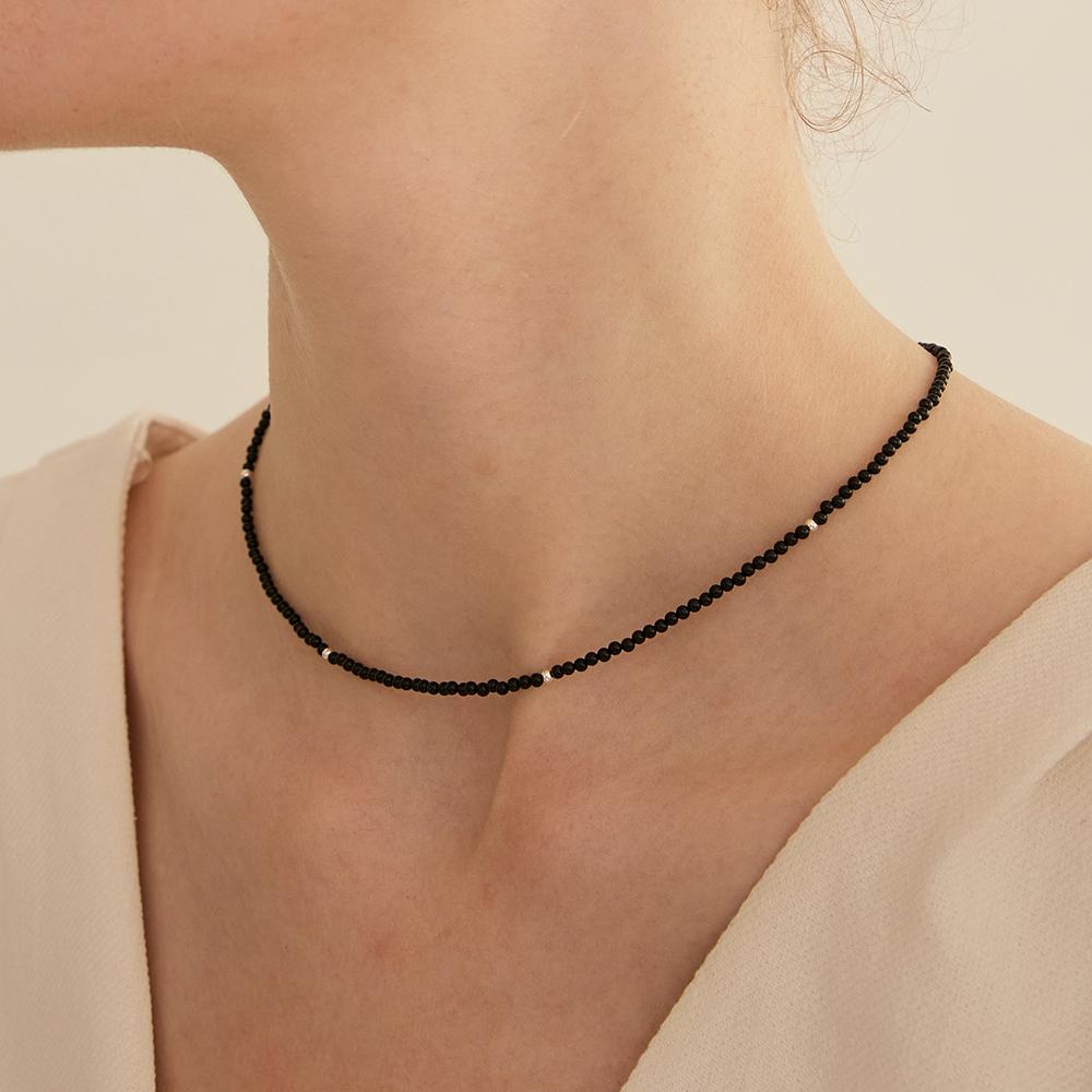 Серебряное колье Lunne 925 с черным ониксом Midnight Black #Lsn73