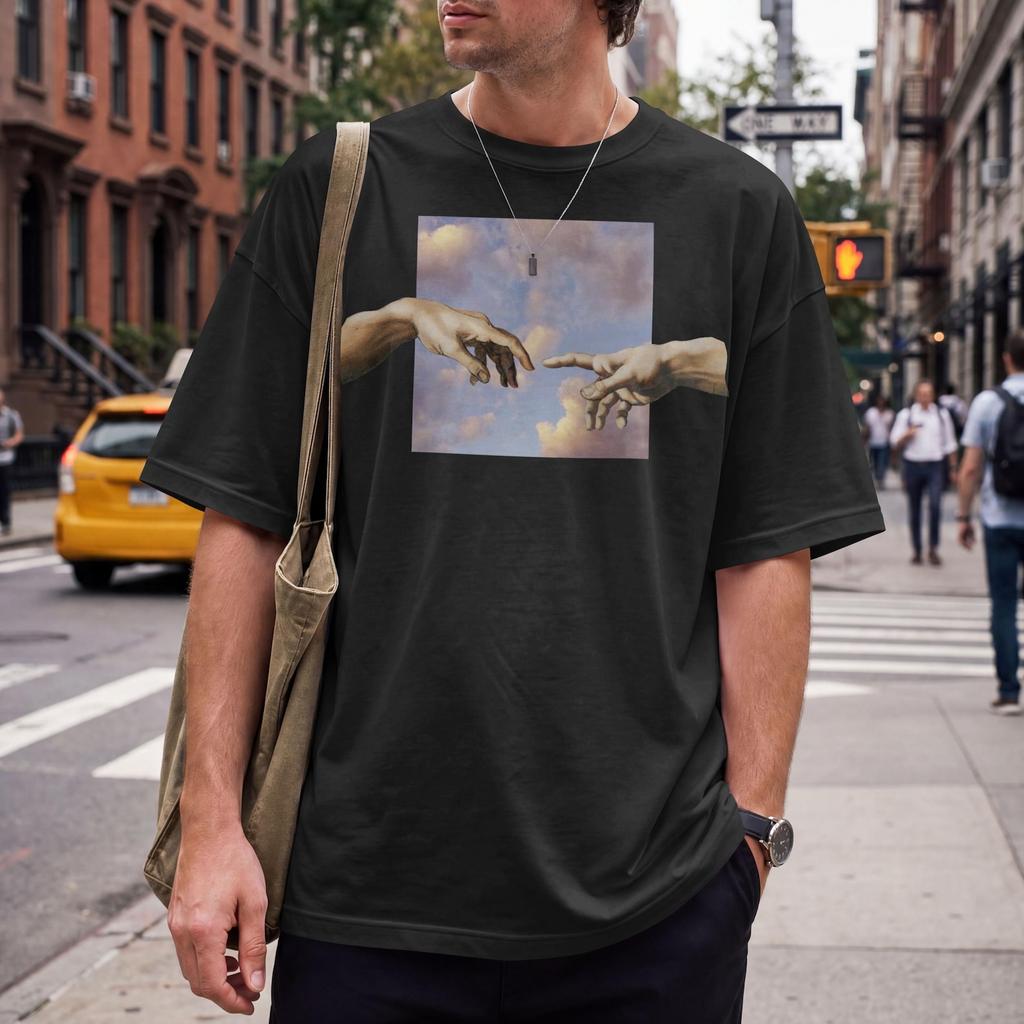 Creation of Adam T Shirt, Michelangelo Hands Tee, Renaissance Art Shirt, Painting Gift