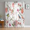 Birds Butterfly Peony Flower Sheer Window Curtains For Living Room Bedroom Modern Voile Tulle Curtains Fabric Drapes For Kitchen