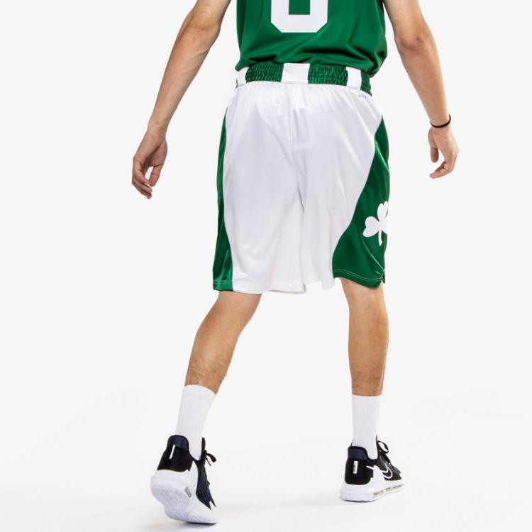 Nike NBA 75th Anniversary SW Fan Edition Boston Celtics Colorblock Sports Straight Loose-Fit Breathable Basketball Shorts Men Bottoms White DD1592-100
