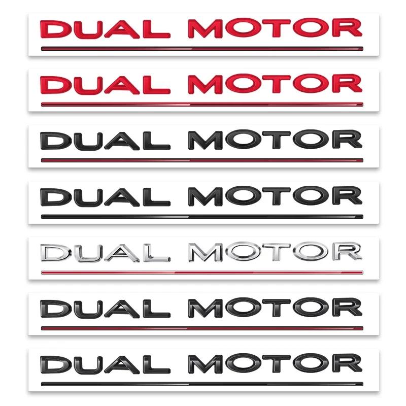 DUAL MOTOR Underlined Letters Emblem for TESLA Model 3/Y/S/X Car Styling Refitting Trunk Badge Sticker Chrome Black Accessories