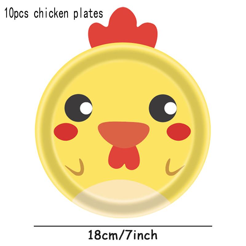 10pcs Farm Animals Party Paper Plates Cow Sheep Duck Chick Disposable Plate Kids Children Birthday Tableware Parties Supply
