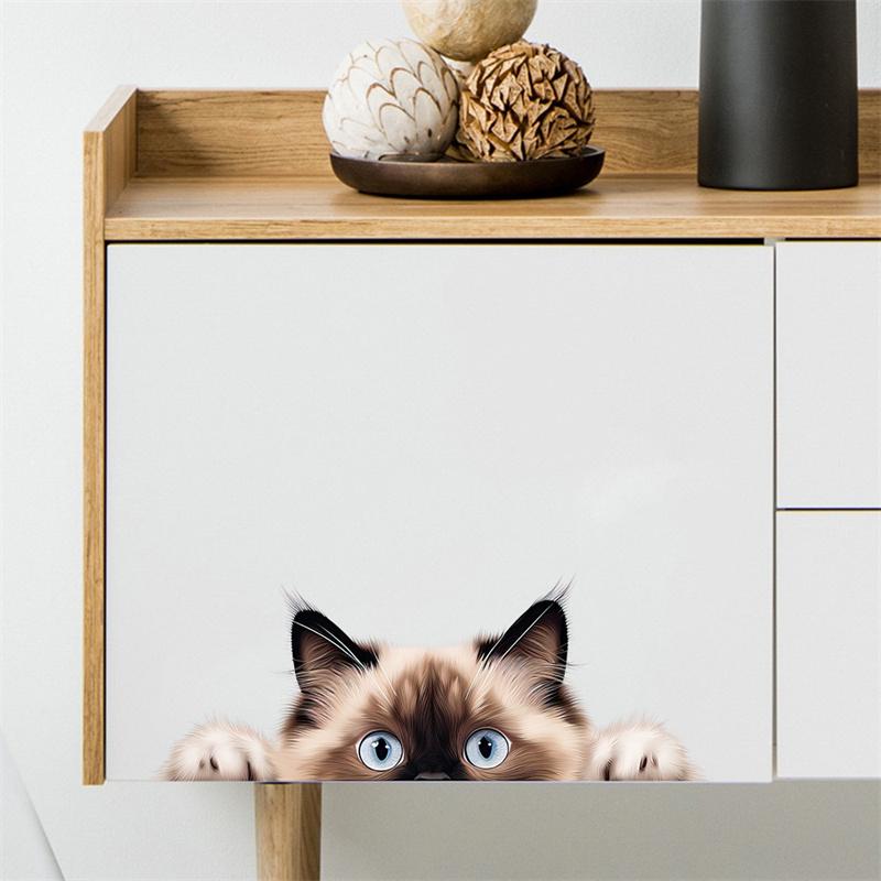 Милый маленький кот наклейка на сиденье унитаза для дома ванная комната унитаз наклейки на дверь наклейки на стену украшение для туалета