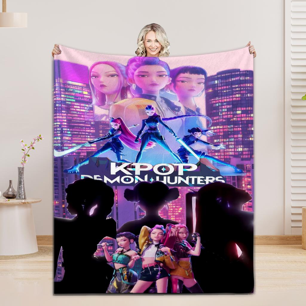 KPOP D-Demon H-Hunters Flannel Blanket For Office Home Camping Nap Leisure Blankets Birthday Gifts For Girls Home Decor