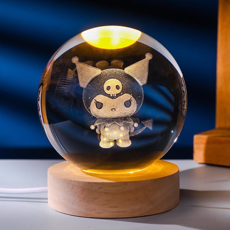 3D Кристальный Шар Ночник на Деревянной Подставке - Художественное Украшение и Креативный Подарок для Пар и Одноклассников