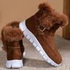 Fashion 2025Round Toe Plus Velvet Warm Side Zipper Casual Mid-calf Boots New Comfortable Fashionable Buckle Flat Snow Boots for Women