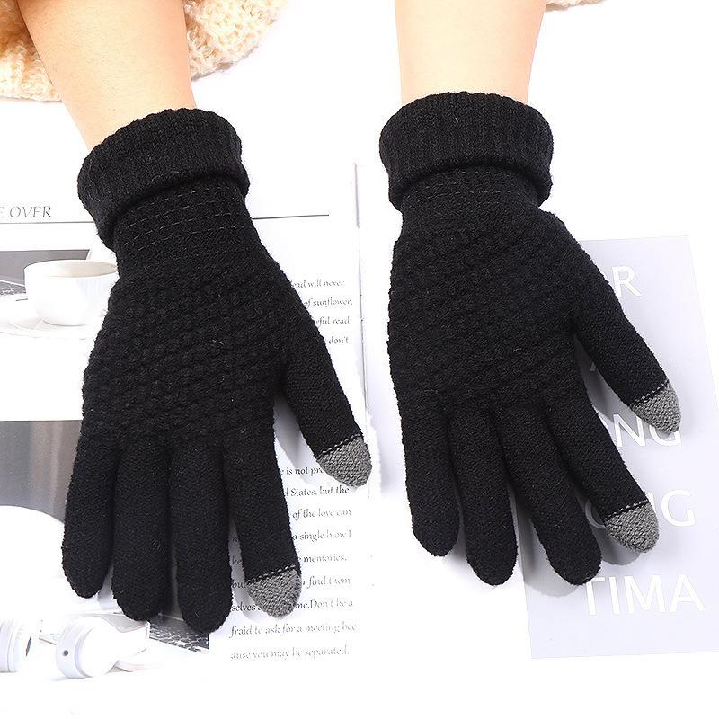 New thickened gloves men's and women's autumn and winter warm and cold-proof outdoor riding knitted wool gloves
