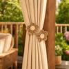 Handmade Crochet Flower Curtain Tieback, No Drilling Window Curtain Holders Ties Backs, Decorative Drape Curtain Holdbacks for Home Bedroom