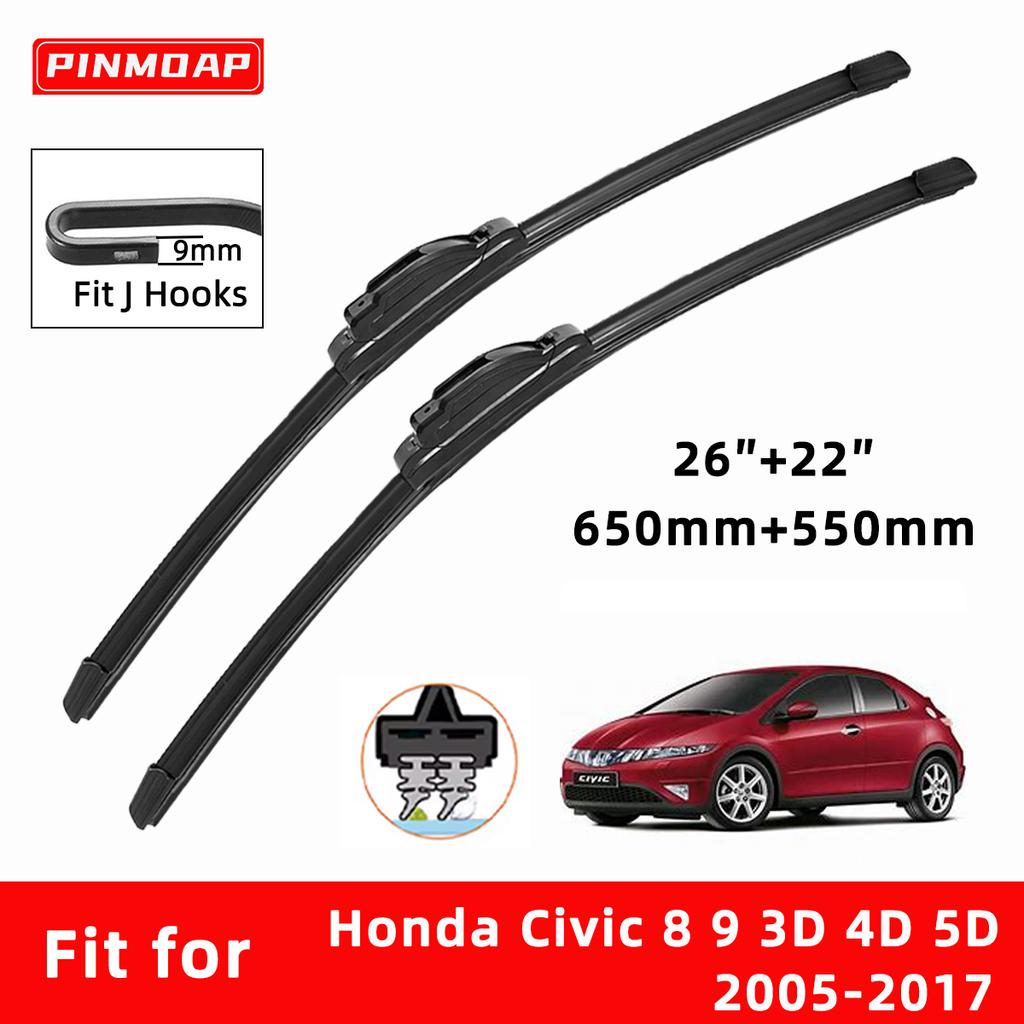 Автомобильные дворники с двойной резиной для Honda Civic 8 9 3D 4D 5D 2005-2017 Передние щетки Резак Автомобильные детали Аксессуары Стеклоочистители Изнашиваемые детали