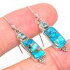 Natural Blue Copper Turquoise,Peridot 925 Solid Silver Gift Earring 1.50" q2Z69