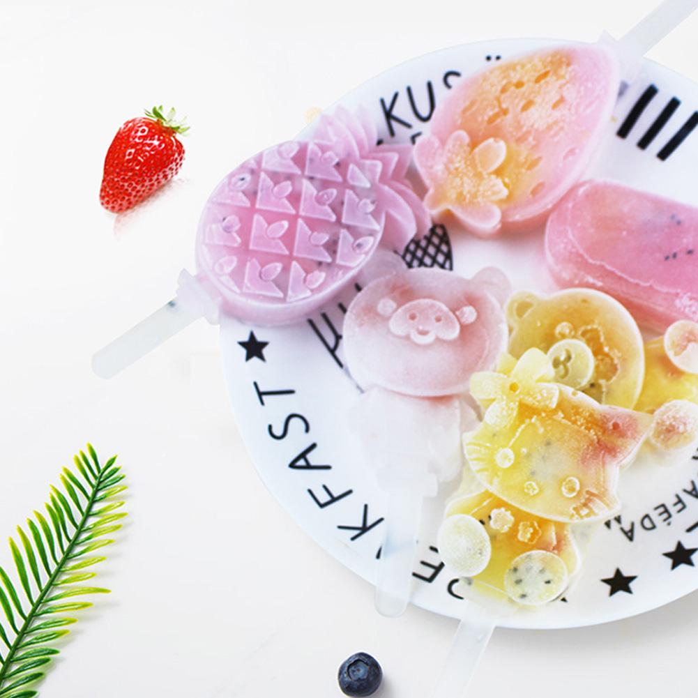 3 Cavities Silicone Ice Cream Mold Reusable Ice Cubes Tray Popsicle Mold with Stick