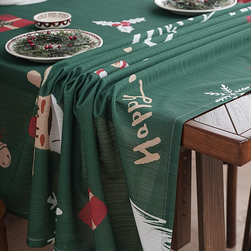 American Tablecloth Christmas Theme Table Cloth Printed Christmas Green Tablecloth Holiday Decorative Tablecloth Manufacturer