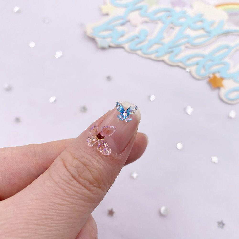 7 мм/9 мм/11 мм смешанные блестящие смоляные цветные мини 3D вращающиеся кристаллы бабочка плоская задняя часть стразы нейл-арт аппликация своими руками поделки