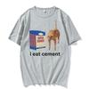 Футболка с надписью «Я ем цемент» Смешная, саркастическая, оскорбительная, случайная, с принтом мема «кошка», футболки женские, унисекс, повседневные топы 