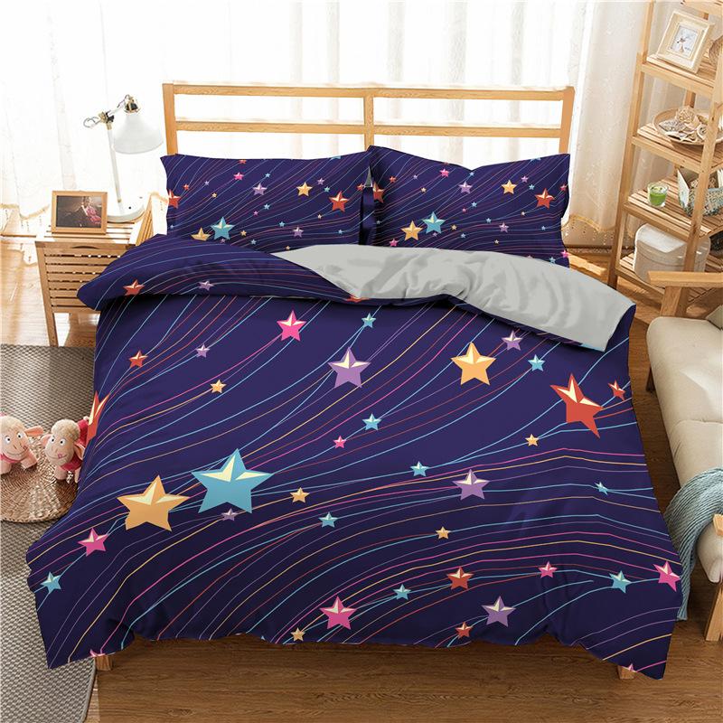 Комплект постельного белья Starry Sky King Size Galaxy Starry Sky Theme Twin Комплект постельного белья для детей-подростков из полиэстера с разноцветными звездами
