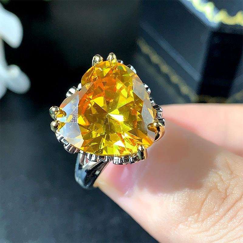 Осенние и зимние украшения, кольца, инкрустированные в форме сердца красочные сокровища, модная ретро-элитная легкая роскошная женская мода