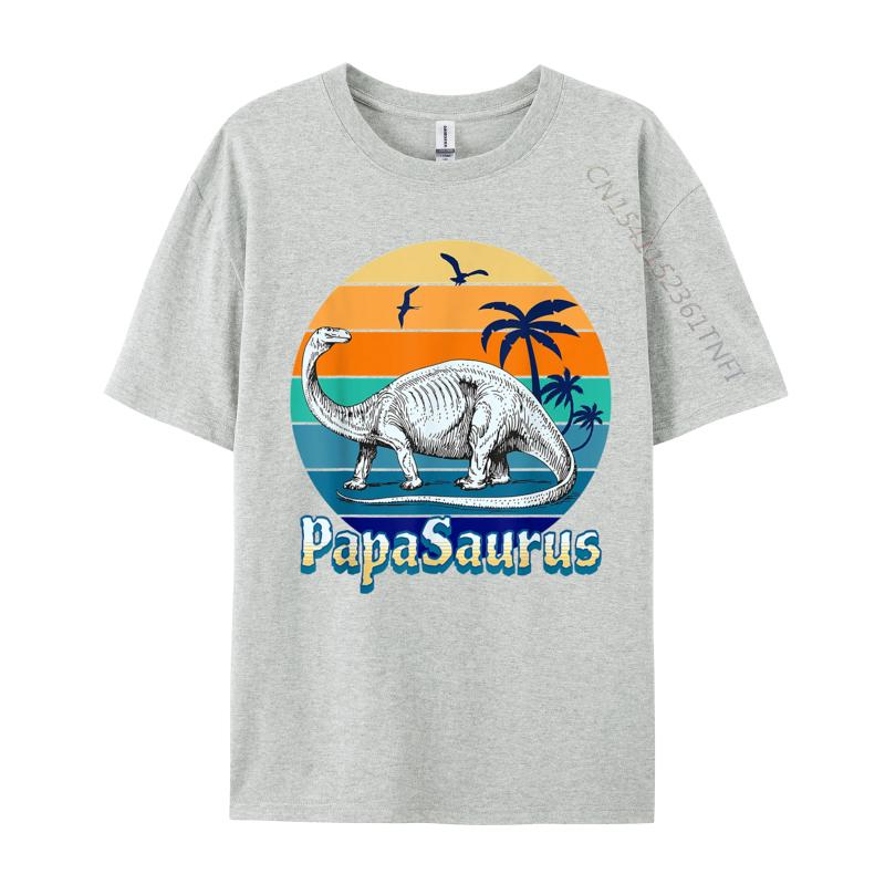 Papasaurus Dad Daddy Papa TShirts Vintage Beach Sunset Cartoon Printed T Shirts Street T Shirts 2024 New