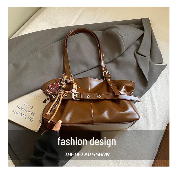 Кожаная сумка-тоут в корейском стиле класса люкс: Женская сумка подмышку большой вместимости