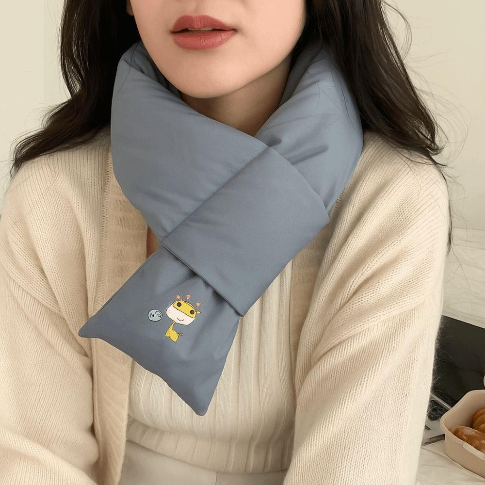 Thickened Winter Cross Scarf Solid Color Thermal Warm Scarf Fashion Down Cotton Scarf Woman/Girls