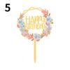 Flowers Cake Topper Happy Birthday Gold Silver Birthday Party Cake Insert Acrylic Cake Decoration Wedding Cakes Dessert Decor