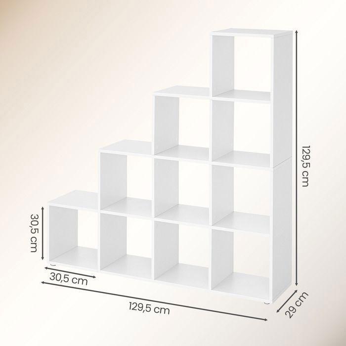 Bibliotheque de Rangement à Casiers, pour Salon, Bureau, Chambre, 10 Compartiments, Blanc