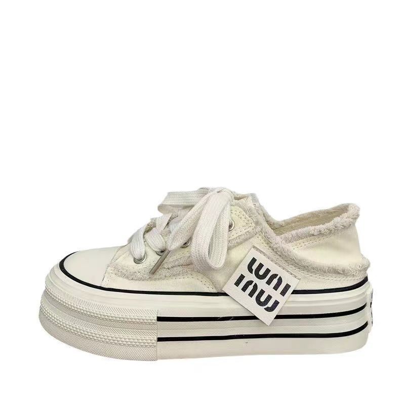 Розовые универсальные парусиновые туфли на платформе с необработанным краем, женские летние новые модные повседневные легкие кеды в стиле инс