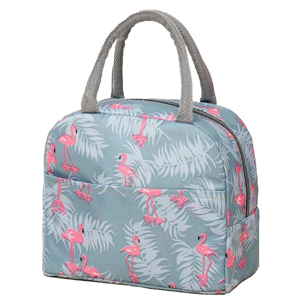 Insulated Lunch Bag Large Capacity Flamingo Pattern Portable Thickened Lunch Bag for School Work