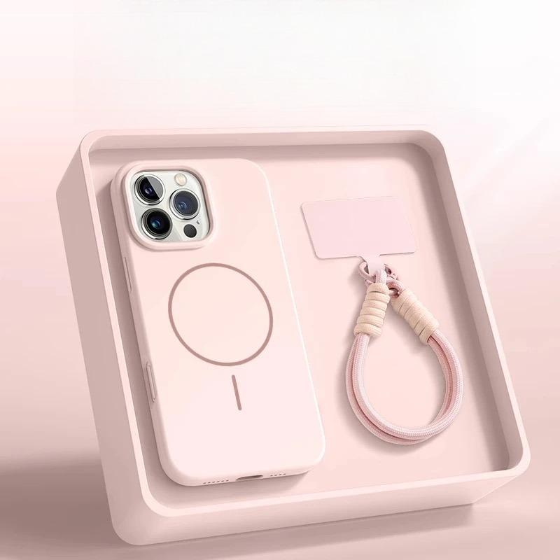 Магнитный чехол для телефона для IPhone 15 14 16 Plus 11 12 13 16 Pro Max Силиконовый шнурок Magsafe Ремешок Защита Мягкая крышка