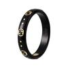 Gucci Icon Series Interlocking Double G 18K Gold Ring Unisex rings Black 679262-I0H11-8029