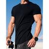 Спортивная футболка мужская с коротким рукавом, облегающая, модная, с изогнутым подолом, для фитнеса, модная, для бега, быстросохнущая, дышащая, топ