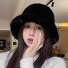 Winter Windproof Warm Women'S Fashion Solid Color Plush Hat Bucket Cap Fluffy Fisherman'S Hat Ear Protection Cap Panama Caps