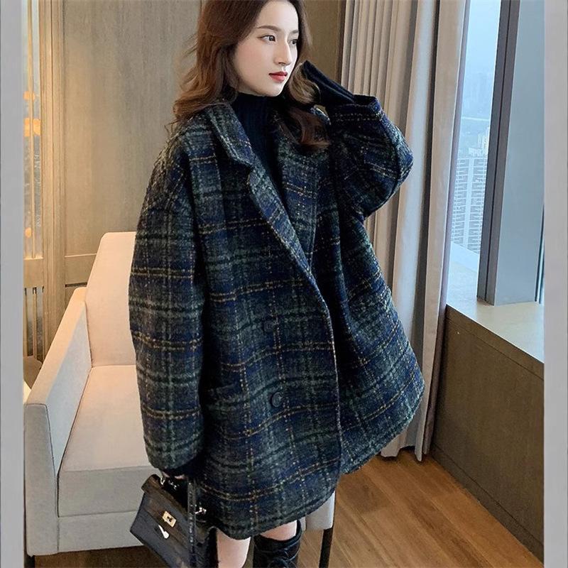 Women's Mid-Length Plaid Tweed Coat – Fall/Winter 2025 Collection