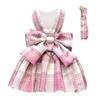 Dark Pink Harness and Leash Set Lattice Puppy Princess Dresses for Small Girl Dogs Cats Dog Dress