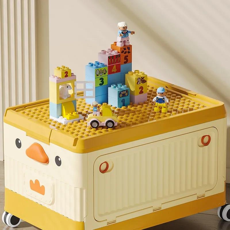 Toy Storage Box Large Capacity Clothes Snacks Toys Organizing Box with Wheels Can Be Propelled Home Storage Children's