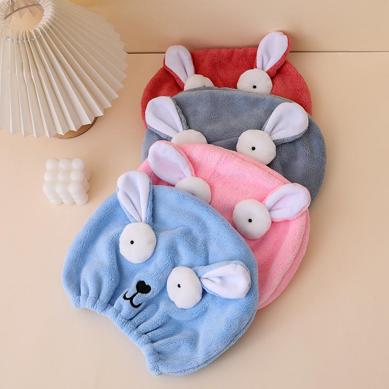 Customized Cute Cartoon Girl Hair Drying Cap - Coral Fleece Absorbent Towel Wrap