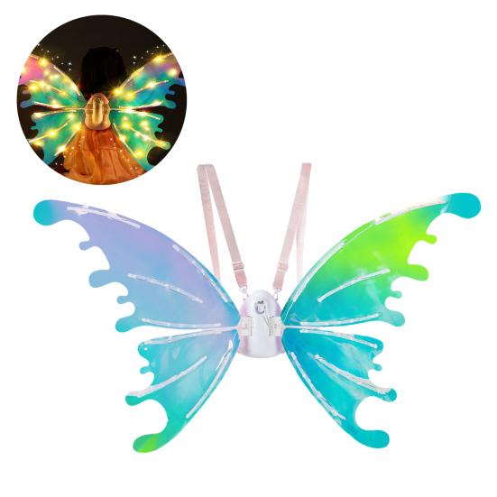 Электрические крылья бабочки-феи со светодиодной подсветкой, светящиеся радужные крылья для девочек, женщин, костюм для ролевых игр для вечеринки, Рождества