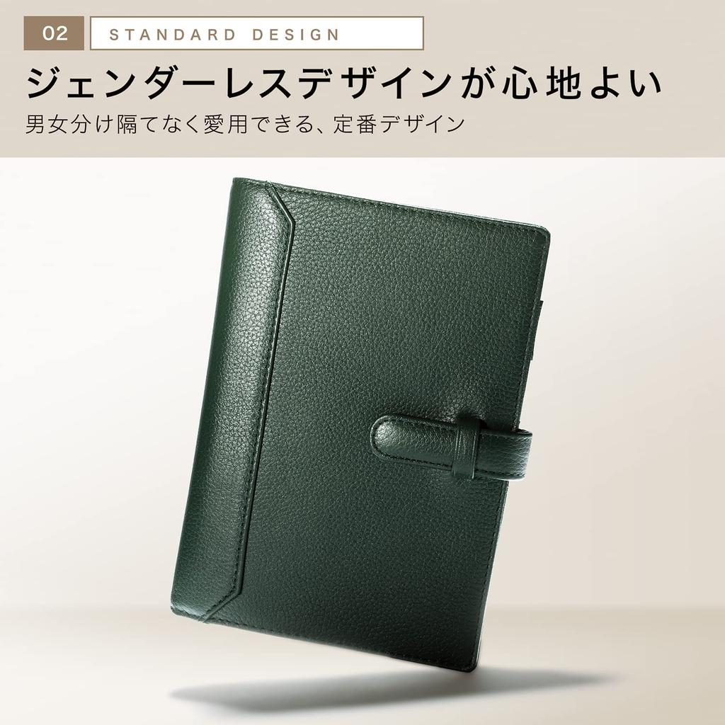 Системы1 STC1 Натуральная кожаный органайзер с держателем для ручки и карманами для карт [BLUE SINCERE] (Темно коричневый) Органайзер размером с Библию, Кожаный, 6 отверстий на кольцах,