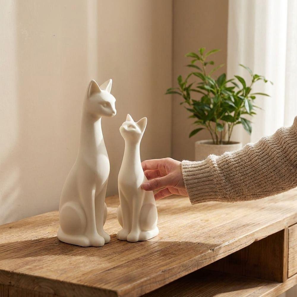1 Pair 3D Printed Minimalist Cat Statue Minimalist Cat Table Sculpture Home Decor