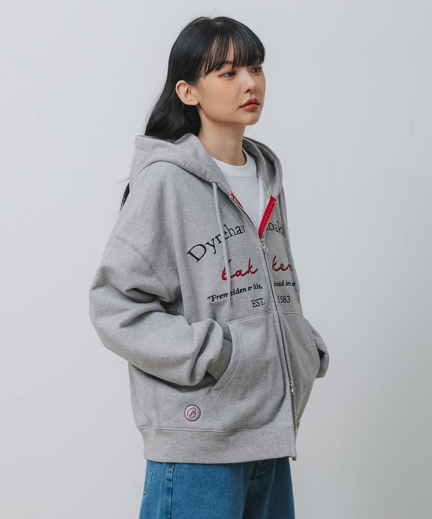 Худи с двусторонней молнией Bakken Color Point Lettering Bk7984_Серый
