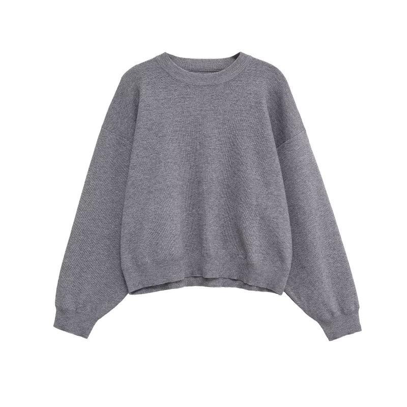  European and American style, new women's fashion, versatile, cross-border threaded crew neck long-sleeve knitwear