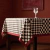 Cotton Grid Table Cover Simple Design Vintage Tablecloth Retro Checkered Table Cloth  Round Table