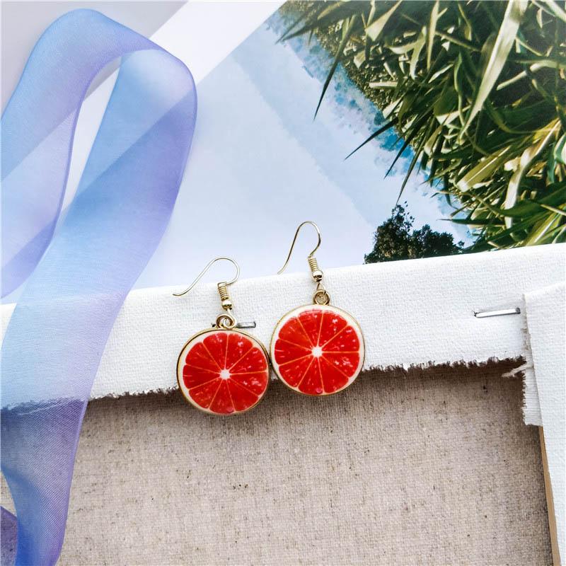 Cute Fashion Fruit Watermelon Strawberry Pendant Dangle Earrings for Women Sweet Kiwi Lemon Orange Drop Earrings Girl Jewelry