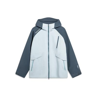Li Ning CF Su Wan Long Jia Series Professional Level Anti Rain Outdoor Водонепроницаемая ветрозащитная куртка с капюшоном Унисекс Куртка светло-голубая AFDT825-3