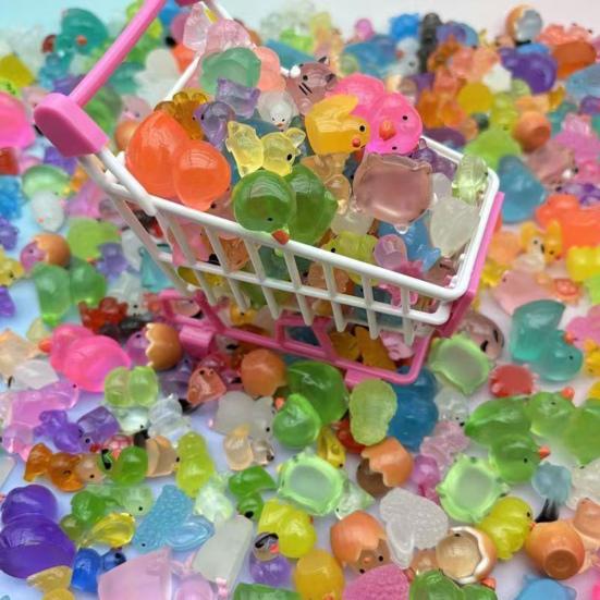 50/100 шт. Мини-фигурки животных, светящиеся в темноте, украшения из смолы, крошечные кролики, динозавры, миниатюрные украшения для сада, микроландшафтные поделки своими руками