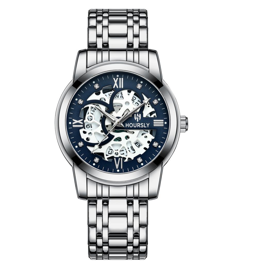 Новые деловые мужские кварцевые часы для отдыха, модные и трендовые, водонепроницаемые, с ночной подсветкой, кварцевые часы с бриллиантовой инкрустацией