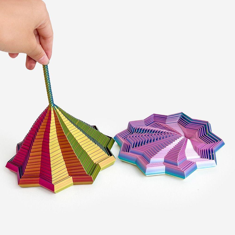 PLA Expanded Sensory Fidget Star with Handles Whirling Spiral Fractal Fidget Hexagon 3D Printed Stress Relief Fidget Toy