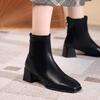 2024 Классические Ботильоны Зима Осень Женские Модные Ботинки На Толстом Каблуке С Квадратным Носком Повседневные Ботинки На Низком Каблуке Сексуальные Ретро Зимние Ботинки